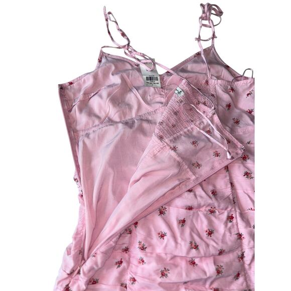 NWT Hollister Pink Floral Mini Dress - Size Medium - Adjustable Tie Straps - Picture 7 of 7